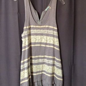 Grey tank with lace detail